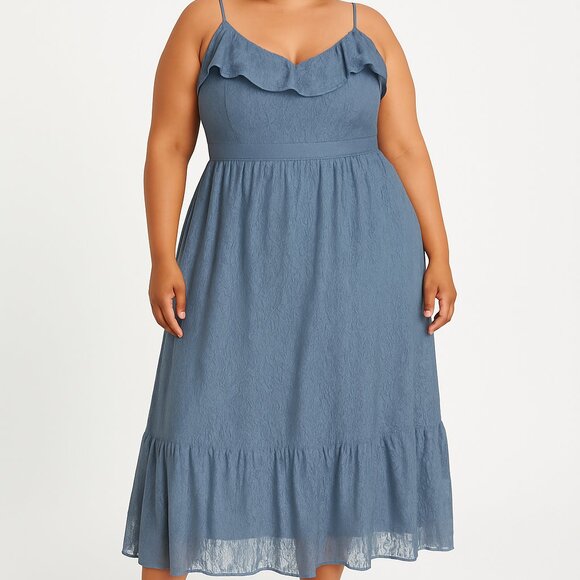 Torrid Textured Blue Dress - Picture 1 of 6